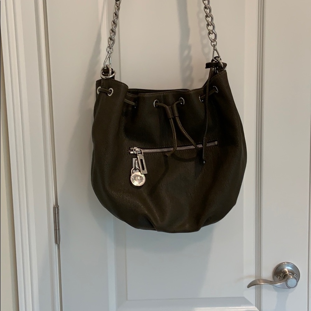 Hunter green leather Michael Kors purse